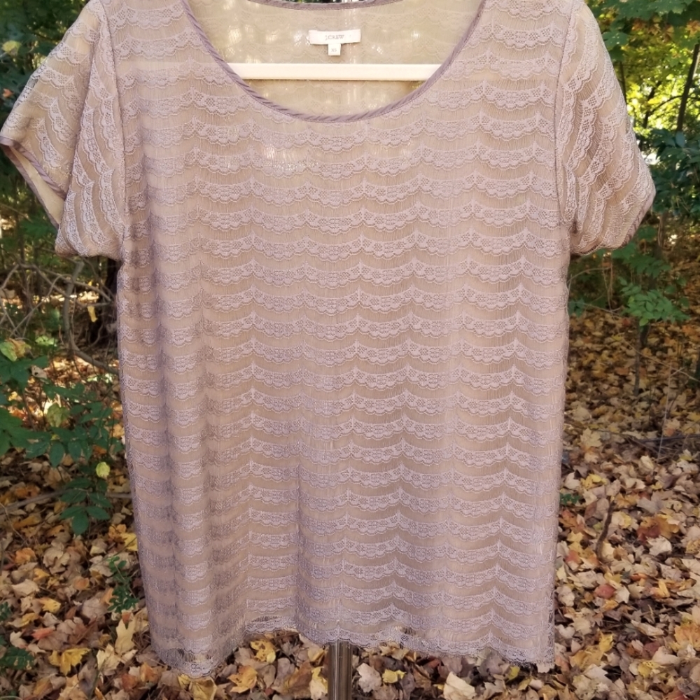 JCrew Lacey Silk Taupe Top, XS